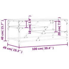 Stolik kawowy 100x49x40  cm z przestronnymi półkami przydymiony dąb do salonu - Miniaturka zdjęcia nr 9