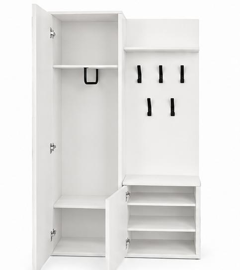 Garderoba do przedpokoju DUO 180x95x35 cm z lustrem wieszakami szafka na buty biały, lewa nr. 5