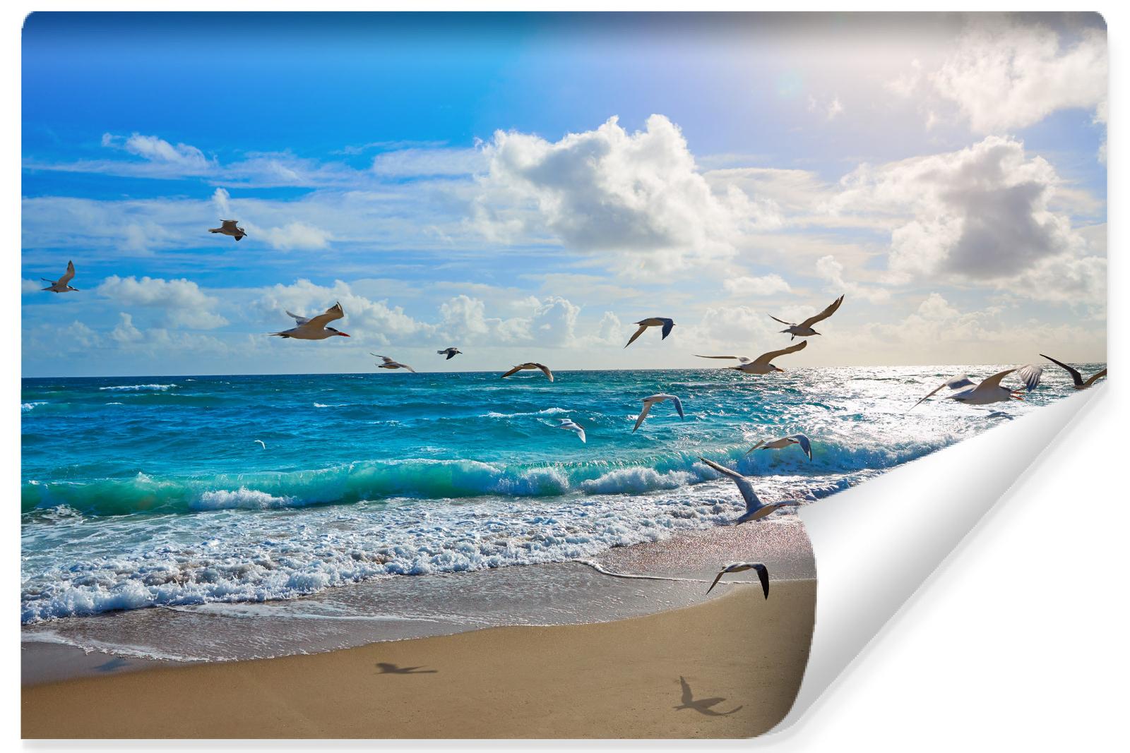 Fototapeta Plaża Morze Fale Dekoracja Nowoczesna do Salonu z Efektem 3D nr. 1