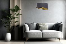 Lampa 45 cm do sypialni salonu wisząca asymetryczna grafit-złota - Miniaturka zdjęcia nr 9