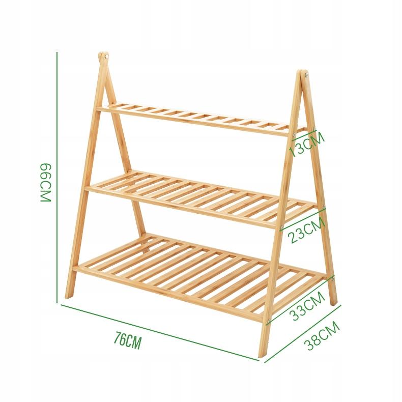 Kwietnik 76x38x66 cm stojący na 9 doniczek wielopoziomowy drewniany jasnobrązowy do salonu nr. 10