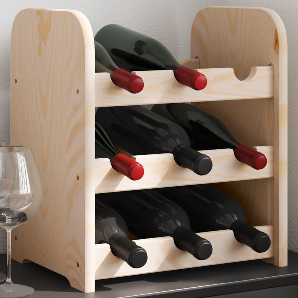  Stojak na wino 33x25x37 cm lite drewno sosnowe 9 butelek do salonu nr. 2