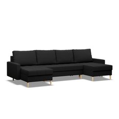 Narożnik w kształcie U ELMA 294x88x140 cm z leżankami rozkładany z funkcją spania sofa narożna czarna - Miniaturka zdjęcia nr 3