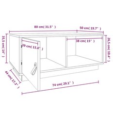 Stolik kawowy 80x50x35 cm z zamykaną szafką i półką lite drewno sosnowe do salonu - Miniaturka zdjęcia nr 11