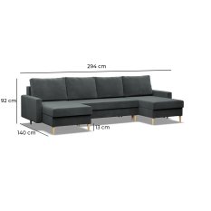 Narożnik BLANK 294x140x88 cm z funkcją spania kształtu do salonu kronos żółty - Miniaturka zdjęcia nr 13