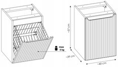 Szafka łazienkowa NOVA 40 cm z koszem na pranie wisząca kaszmir do łazienki - Miniaturka zdjęcia nr 3