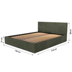 Łóżko tapicerowane do sypialni basic 120x200x88 cm podwójne z pojemnikiem khaki - Miniaturka zdjęcia nr 16