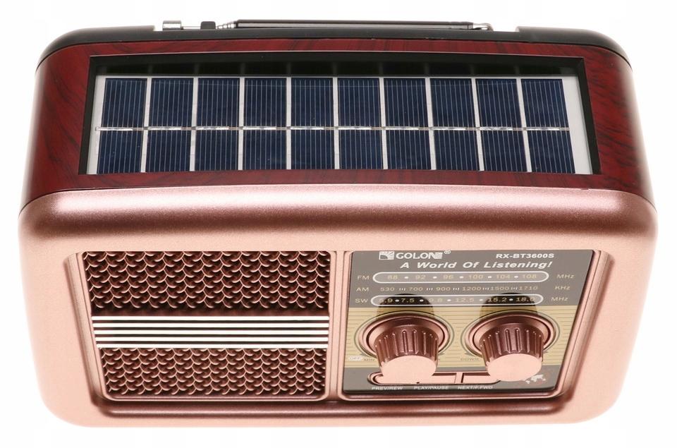 Radio przenośne 20 x 8,5 x 13 cm RETRO z funkcją bluetooth   USB z latarką  ładowany solarnie nr. 6