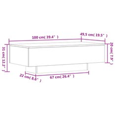 Stolik kawowy 100x49,5x40 cm szarość betonu do salonu - Miniaturka zdjęcia nr 9