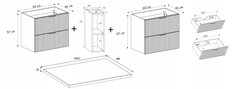 Szafka łazienkowa FLOW 140 cm z regałem blatem metalowe nogi dąb craft - Miniaturka zdjęcia nr 15