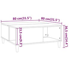 Stolik kawowy 80x80x36,5 cm z praktycznymi półkami brązowy dąb do salonu - Miniaturka zdjęcia nr 8