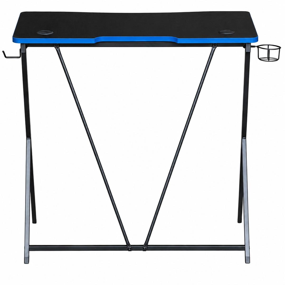 Biurko gamer gamingowe VEKTOR 80x50x75 cm czarne z uchwytem na kubek i słuchawki nr. 4