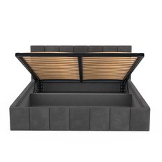 Łóżko tapicerowane 160x200 premium z pojemnikiem do sypialni grafitowe wezgłowie 107 cm - Miniaturka zdjęcia nr 12