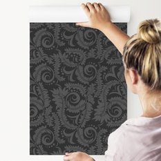 Tapeta do Salonu Wzór Szare LIŚCIE Kwiaty Ozdoba  - Miniaturka zdjęcia nr 6