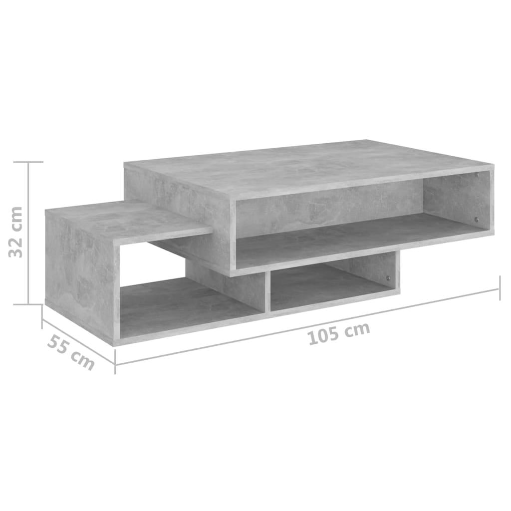 Stolik kawowy 105x55x32  cm z przestronnymi półkami szarość betonu z płyty wiórowej do salonu nr. 7