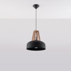 Lampa wisząca CASCO czarna/naturalne drewno 85x30x30cm nowoczesna E27 do salonu - Miniaturka zdjęcia nr 2