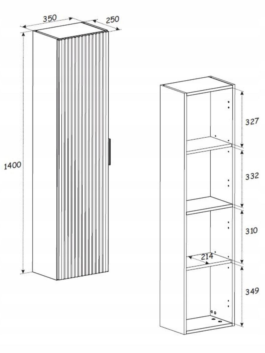 Komplet mebli łazienkowych ADEL szafka pod umywalkę z blatem 80 cm + słupek ryflowane szuflady kaszmir  nr. 12