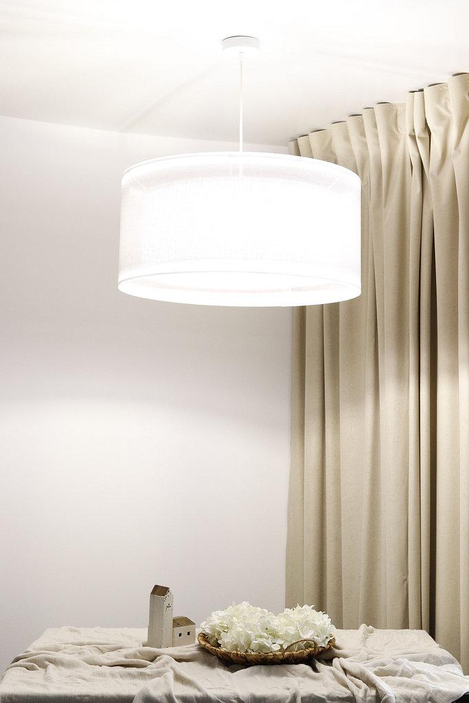 Lampa wisząca DUO 50 cm lniana do sypialni pokoju biała  nr. 7