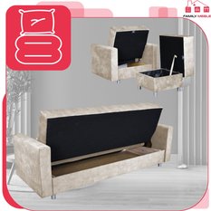 Zestaw wypoczynkowy wersalka fotele kremowy beżowy - Miniaturka zdjęcia nr 6