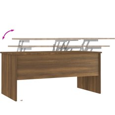 Stolik kawowy 102x50,5x46,5 cm z ukrytym schowkiem pod rozkładanym blatem brązowy dąb do salonu - Miniaturka zdjęcia nr 8