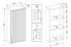 Szafka BELLA 35 cm do łazienki górna z półkami kaszmir - Miniaturka zdjęcia nr 5