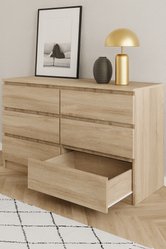 Komoda MARTUSIA 79x140x39 cm z 6 szufladami dąb sonoma do salonu - Miniaturka zdjęcia nr 2