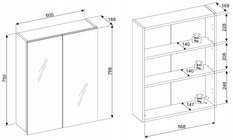 Szafka BELLA 60 cm do łazienki z lustrem kaszmir - Miniaturka zdjęcia nr 5