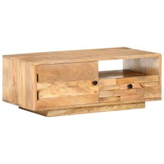 Stolik kawowy 90x50x35 cm z praktyczną półką z litego drewna mango do salonu - Miniaturka zdjęcia nr 10