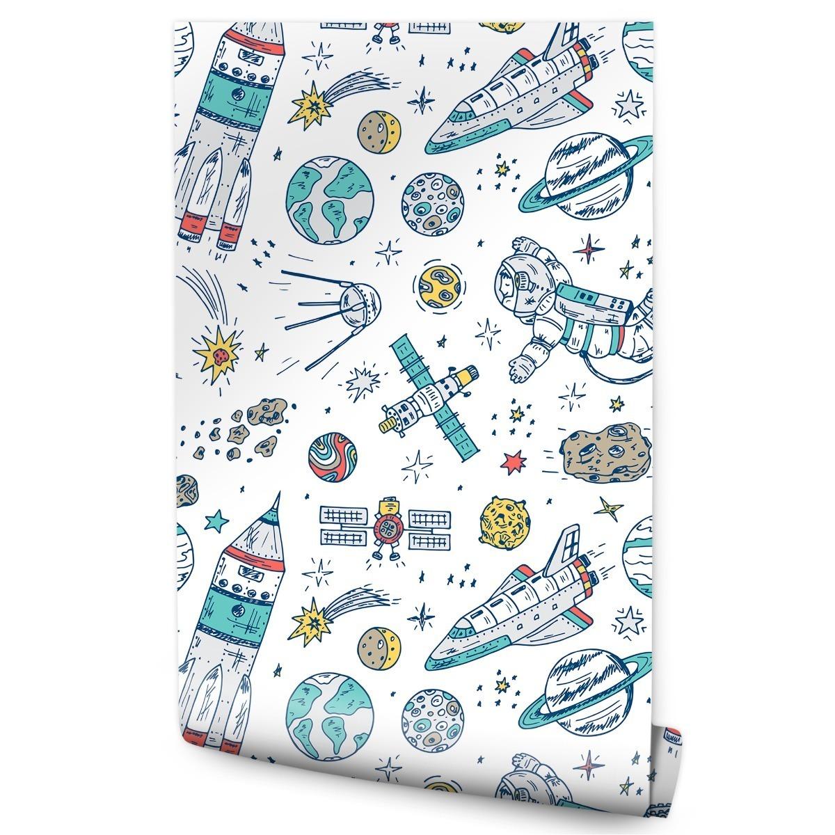 Tapeta W Rolce KOSMOS Gwiazdki Astronauci Planety 