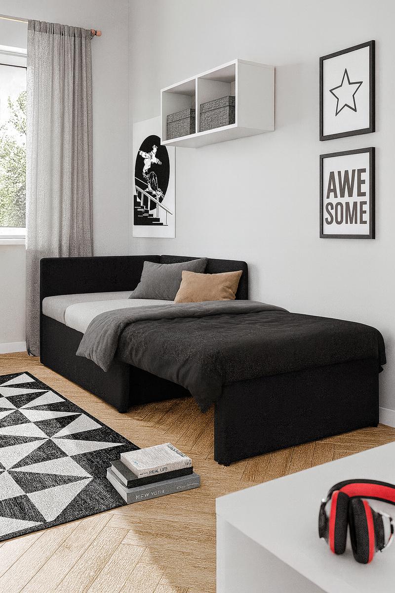 Sofa rozkładana dziecięca Viluś 108x81x78 cm narożnik jednoosobowy do pokoju z funkcją spania i przechowywania dla dzieci grafit nr. 3