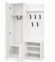 Garderoba do przedpokoju DUO 180x95x35 cm z lustrem wieszakami szafka na buty biały, lewa - Miniaturka zdjęcia nr 4