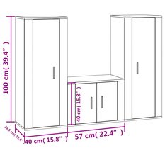 Zestaw szafek RTV 40x34,5x100 cm 3 szt biały do salonu - Miniaturka zdjęcia nr 7