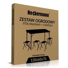 Stół składany 120x60cm Heckermann Biały + 4x Taboret - Miniaturka zdjęcia nr 8