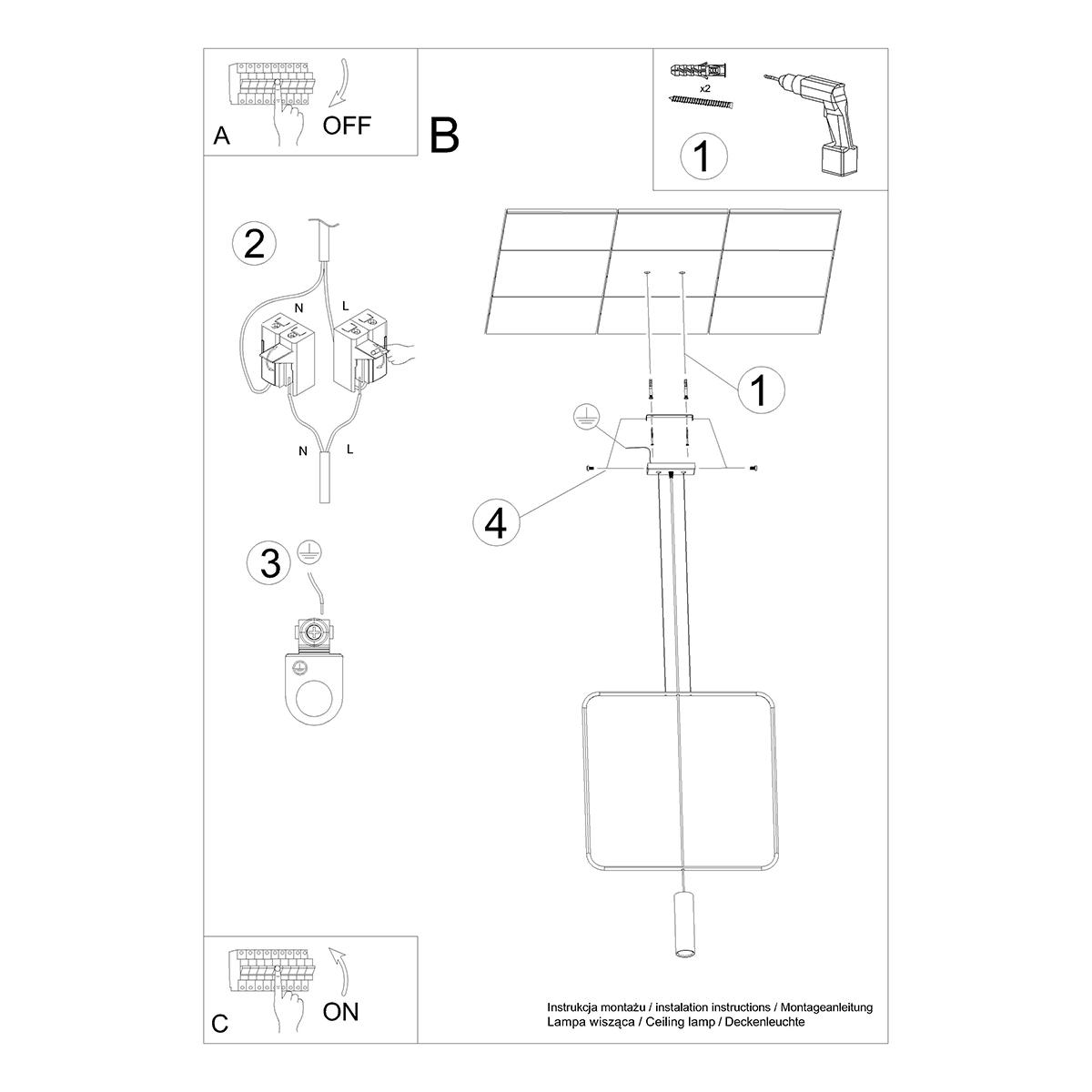 Lampa wisząca RANA 1 czarna 175x6x61cm nowoczesna G10 do salonu nr. 9