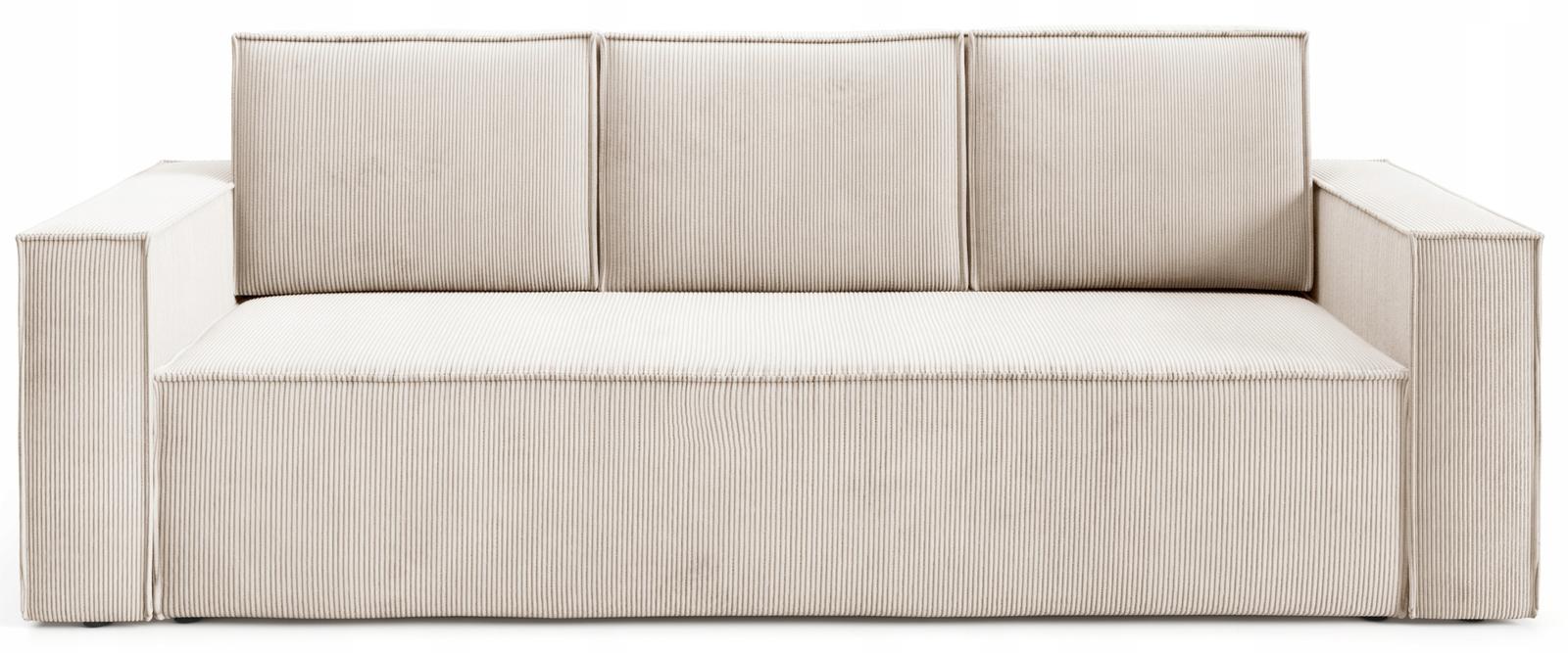 Kanapa 248x96x93 cm sofa z funkcją spania automat i pojemnik sztruks beżowa do salonu nr. 1