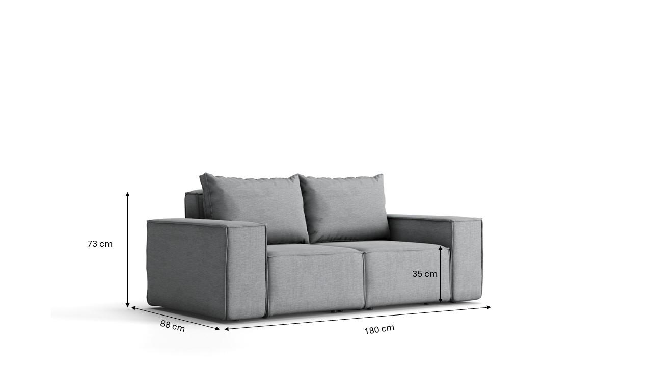 Sofa ogrodowa SONNE 180x73x88 cm dwuosobowa wodoodporna UV + 2 poduszki na taras do ogrodu jasnoszara nr. 5