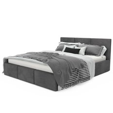 Łóżko tapicerowane 140x200x88 cm do sypialni otwierany schowek na pościel  grafitowy - Miniaturka zdjęcia nr 10