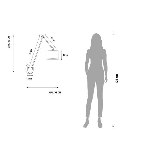 Kinkiet TESNUS 93 cm lampa ścienna regulowany do sypialni salonu nr. 2