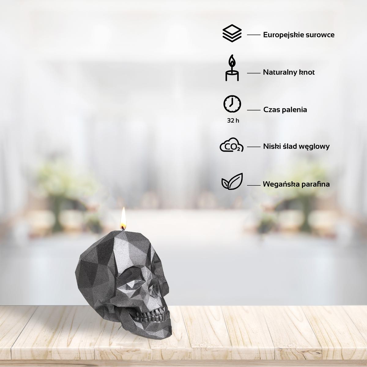 Świeca Skull Low-Poly Steel Small nr. 4