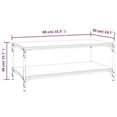 Stolik kawowy 80x50x40 cm z praktyczną dolną półką czarny do salonu - Miniaturka zdjęcia nr 8