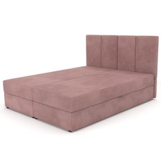 Łóżko kontynentalne 160x200x113 cm tapicerowane podwójne z materacem różowe - Miniaturka zdjęcia nr 10