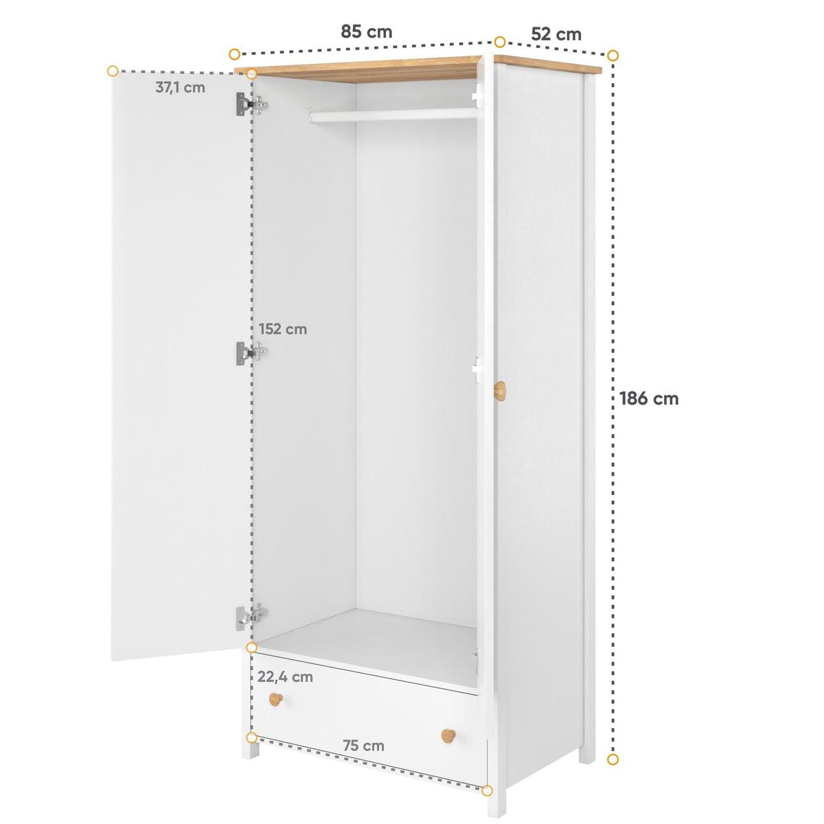 Szafa otwierana 85 cm do sypialni przedpokoju garderoby biała nr. 4