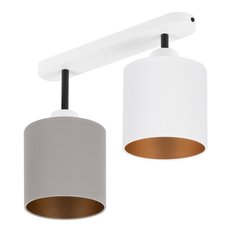 Lampa sufitowa 37 x 15 x 30 cm dwupunktowy spot gwint E27 biała z szaro-białymi abażurami do salonu - Miniaturka zdjęcia nr 1