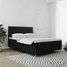 Łóżko GOLDEN 160x200 cm z funkcją przechowywania i materacem do sypialni czarne
