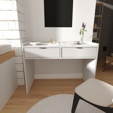 Biurko Aura 100x50x75 cm dwie szuflady do sypialni biura białe - Miniaturka zdjęcia nr 5