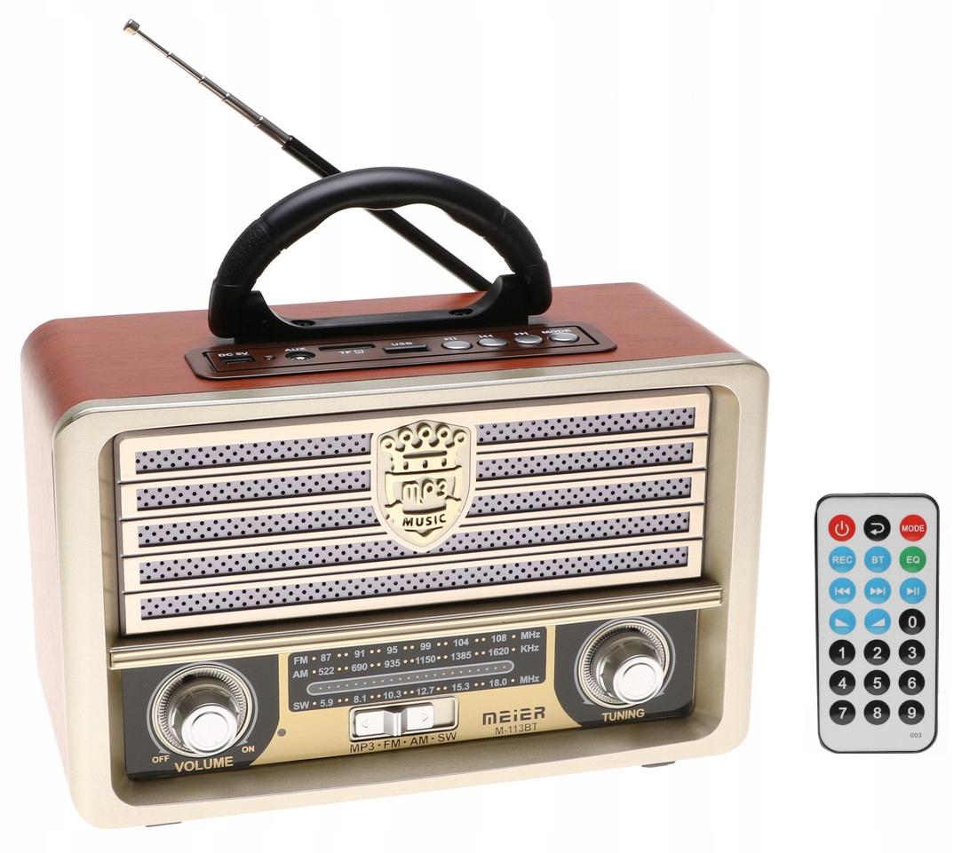 Radio przenośne 23 x 11,5 x 16 cm RETRO z funkcją bluetooth   USB  brązowe