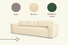 Kanapa 3-osobowa rozkładana Verona 248x52x93 cm wersalka z funkcją spania i pojemnikiem sprężyny bonell sztruks beżowa do salonu WERONA - Miniaturka zdjęcia nr 14