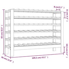 Stojak na wino 109,5x30x82 cm lite drewno sosnowe 60 butelek do salonu - Miniaturka zdjęcia nr 7