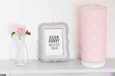 Lampka nocna Lovely Dots 13x32 cm abażur w kropki do pokoju dziecięcego ze ściemniaczem różowa drewno olejowane - Miniaturka zdjęcia nr 4