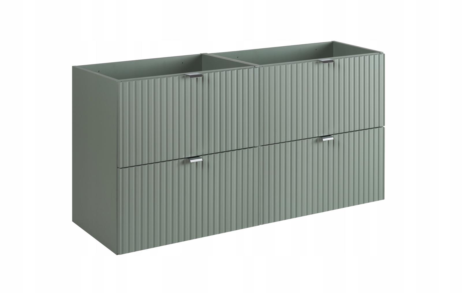 Szafka pod umywalkę Line Reed Green 100x57x39 cm zielona blat dąb ryflowane 4 szuflady MDF do łazienki nr. 5